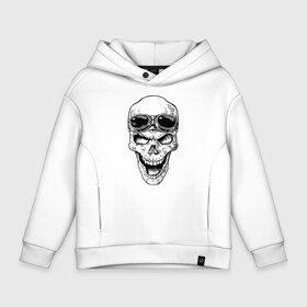 Детское худи Oversize хлопок с принтом Skull в Петрозаводске, френч-терри — 70% хлопок, 30% полиэстер. Мягкий теплый начес внутри —100% хлопок | боковые карманы, эластичные манжеты и нижняя кромка, капюшон на магнитной кнопке | grin | jaw | orbits | skull | teeth | глазницы | зубы | оскал | очки | пасть | череп