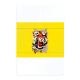 Магнитный плакат 2Х3 с принтом Оскал тигра в Петрозаводске, Полимерный материал с магнитным слоем | 6 деталей размером 9*9 см | барс | волк | детёныш | джунгли | енот | животное | зубр | кот | лев | леопард | львица | медведь | охотник | пасть | полосы | пятнистая | рык | рычание | тигр | тигрица | хозяин | царьзверей | шерсть