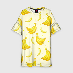 Детское платье 3D с принтом Банана в Петрозаводске, 100% полиэстер | прямой силуэт, чуть расширенный к низу. Круглая горловина, на рукавах — воланы | pattern | textures | tnt | абстракция | бананабум | бананы | ветки | взрыв | геометрия | градиент | дождь | заливка | обезьяна | паттерны | пиксели | пикси | продукты | текстура | текстуры | тнт | фигуры | фон