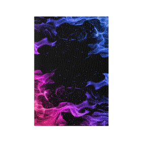 Обложка для паспорта матовая кожа с принтом ОГОНЬ НЕОН в Петрозаводске, натуральная матовая кожа | размер 19,3 х 13,7 см; прозрачные пластиковые крепления | абстракция | горит | неон | неоновый | огонь | пламя | пожар | синий | текстура | фиолетовый | яркий