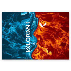 Поздравительная открытка с принтом Valorant Огонь и вода в Петрозаводске, 100% бумага | плотность бумаги 280 г/м2, матовая, на обратной стороне линовка и место для марки
 | brimstone | coba | csgo | cypher | jett | phoenix | riot games | sage | valorant | viper | валарант | валорант | кс