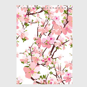 Скетчбук с принтом Сакура Sakura в Петрозаводске, 100% бумага
 | 48 листов, плотность листов — 100 г/м2, плотность картонной обложки — 250 г/м2. Листы скреплены сверху удобной пружинной спиралью | flower | flowers | pink | rose | sakura | девочке | девушке | красивая | парню | подарок | прикольная | приятная | роза | розовая | сакура | текстура | цветок | цветочки | цветы