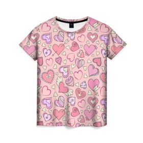 Женская футболка 3D с принтом Сердечки разные в Петрозаводске, 100% полиэфир ( синтетическое хлопкоподобное полотно) | прямой крой, круглый вырез горловины, длина до линии бедер | Тематика изображения на принте: blue | flower | flowers | love | love is | loves | pink | rose | бабочка | бабочки | голубая | девочке | девушке | красивая | мода | парню | подарок | приятная | роза | розовая | сердечки | сердце | текстура | тренд | цветок