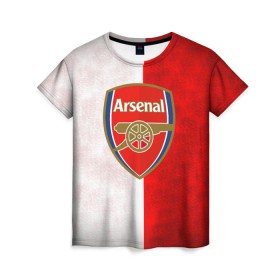 Женская футболка 3D с принтом FC Arsenal 3D в Петрозаводске, 100% полиэфир ( синтетическое хлопкоподобное полотно) | прямой крой, круглый вырез горловины, длина до линии бедер | arsenal | англия | апл | арсенал | гуннеры.