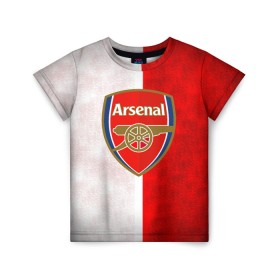 Детская футболка 3D с принтом FC Arsenal 3D в Петрозаводске, 100% гипоаллергенный полиэфир | прямой крой, круглый вырез горловины, длина до линии бедер, чуть спущенное плечо, ткань немного тянется | arsenal | англия | апл | арсенал | гуннеры.