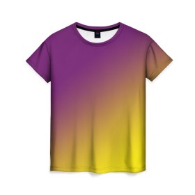 Женская футболка 3D с принтом ГРАДИЕНТ в Петрозаводске, 100% полиэфир ( синтетическое хлопкоподобное полотно) | прямой крой, круглый вырез горловины, длина до линии бедер | gradient | summer | textures | tie dye | абстракт | градиент | желтая | лето | переход | радуга | тай дай | текстура | текстуры | фиолетовая | хиппи | цвета