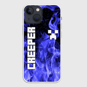 Чехол для iPhone 13 mini с принтом MINECRAFT CREEPER в Петрозаводске,  |  | creeper | game | minecraft | блоки | игра | квадраты | компьютерная | крипер | криппер | майнкрафт | огонь
