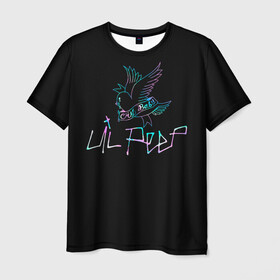 Мужская футболка 3D с принтом lil Peep в Петрозаводске, 100% полиэфир | прямой крой, круглый вырез горловины, длина до линии бедер | cry baby | leel | pip | лил | лил пип | модная музыка | модный рэп | музыка | неон | пип | птица | птичка | реп | рэп | рэпер