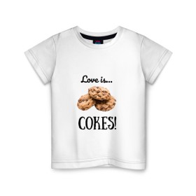 Детская футболка хлопок с принтом Печеньки в Петрозаводске, 100% хлопок | круглый вырез горловины, полуприлегающий силуэт, длина до линии бедер | love | десерт | еда | кулинария | любовь | печенье | сладости