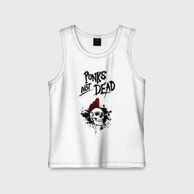 Детская майка хлопок с принтом Punks not dead в Петрозаводске,  |  | punk | punks | punks not dead | skull | ирокез | панк | панк не мёртв | панк не умер | панк череп | череп | череп с ирокезом