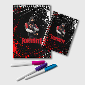 Блокнот с принтом FORTNITE x IKONIK в Петрозаводске, 100% бумага | 48 листов, плотность листов — 60 г/м2, плотность картонной обложки — 250 г/м2. Листы скреплены удобной пружинной спиралью. Цвет линий — светло-серый
 | Тематика изображения на принте: deadmau5 | fortnite | fortnite 2 | fortnite x маршмелло | ikonik | marshmello | ninja | ninja streamer | raven | travis scott | ворон | иконик | ниндзя | пили | рейвен | трэвис скотт | фортнайт