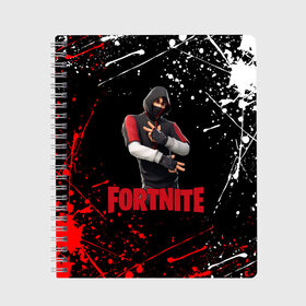 Тетрадь с принтом FORTNITE x IKONIK в Петрозаводске, 100% бумага | 48 листов, плотность листов — 60 г/м2, плотность картонной обложки — 250 г/м2. Листы скреплены сбоку удобной пружинной спиралью. Уголки страниц и обложки скругленные. Цвет линий — светло-серый
 | deadmau5 | fortnite | fortnite 2 | fortnite x маршмелло | ikonik | marshmello | ninja | ninja streamer | raven | travis scott | ворон | иконик | ниндзя | пили | рейвен | трэвис скотт | фортнайт