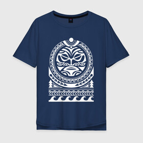 Мужская футболка хлопок Oversize с принтом Солнце и скат в полинезия в Петрозаводске, 100% хлопок | свободный крой, круглый ворот, “спинка” длиннее передней части | маори | мауи | орнамент | полинезийский стиль | полинезия | скат | солнце | тату | татуировка