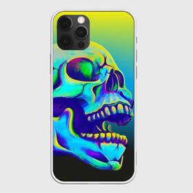 Чехол для iPhone 12 Pro Max с принтом Neon skull в Петрозаводске, Силикон |  | color | grin | jaw | orbits | skull | teeth | зубы | оскал | пасть | цвет | череп