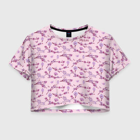 Женская футболка Crop-top 3D с принтом Mulan Flowers Pattern в Петрозаводске, 100% полиэстер | круглая горловина, длина футболки до линии талии, рукава с отворотами | Тематика изображения на принте: mulan | vdosadir | бэрри кук | китай | мулан | сакура | тони бэнкрофт