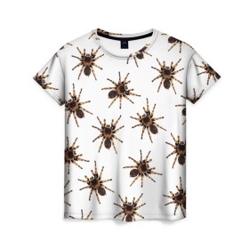 Женская футболка 3D с принтом В пауках в Петрозаводске, 100% полиэфир ( синтетическое хлопкоподобное полотно) | прямой крой, круглый вырез горловины, длина до линии бедер | pattern | spider | джунгли | дикие | животные | жуки | звери | лапы | мерзкие | монстр | насекомые | паттерн | паук | пауки | паутина | паучок | птицеед | страшный | существа | тараканы | тарантул | тропики