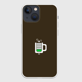 Чехол для iPhone 13 mini с принтом Батарейка заряд чашка кофе в Петрозаводске,  |  | аккумулятор | батарейка | вектор | емкость | заряд | кофе | минимализм | простой | разряжено | чай | чашка | энергия