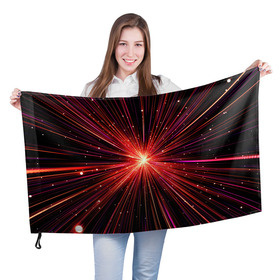 Флаг 3D с принтом Рождение Сверхновой в Петрозаводске, 100% полиэстер | плотность ткани — 95 г/м2, размер — 67 х 109 см. Принт наносится с одной стороны | бесконечность | взрыв | вселенная | галактика | движение | звезда | звездная | звезды | искры | космический | космос | линии | материя | неоновый | нло | ночь | огни | огонь | оптические | петарда
