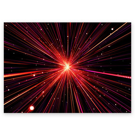 Поздравительная открытка с принтом Рождение Сверхновой в Петрозаводске, 100% бумага | плотность бумаги 280 г/м2, матовая, на обратной стороне линовка и место для марки
 | бесконечность | взрыв | вселенная | галактика | движение | звезда | звездная | звезды | искры | космический | космос | линии | материя | неоновый | нло | ночь | огни | огонь | оптические | петарда