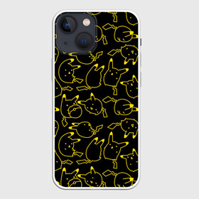 Чехол для iPhone 13 mini с принтом Покемоны в Петрозаводске,  |  | doodling | pikachu | pokemon | textures | дудлинг | желтый покемон | пика пика | пикачу | покемон | покемоны | стикербомбинг | текстуры | фон