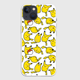 Чехол для iPhone 13 с принтом Пикачу в Петрозаводске,  |  | doodling | pikachu | pokemon | textures | дудлинг | желтый покемон | пика пика | пикачу | покемон | покемоны | стикербомбинг | текстуры | фон