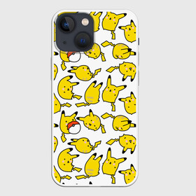 Чехол для iPhone 13 mini с принтом Пикачу в Петрозаводске,  |  | doodling | pikachu | pokemon | textures | дудлинг | желтый покемон | пика пика | пикачу | покемон | покемоны | стикербомбинг | текстуры | фон