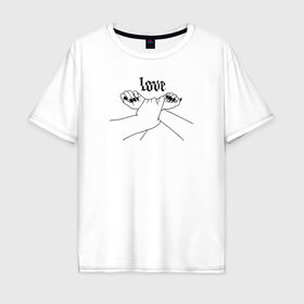 Мужская футболка хлопок Oversize с принтом Love в Петрозаводске, 100% хлопок | свободный крой, круглый ворот, “спинка” длиннее передней части | Тематика изображения на принте: любовь