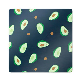 Магнит виниловый Квадрат с принтом Авокадо в Петрозаводске, полимерный материал с магнитным слоем | размер 9*9 см, закругленные углы | Тематика изображения на принте: авокадо | арт | зеленый | косточка | разрез | рисунок | темный | фрукт | черный