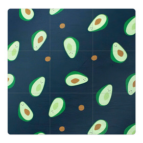 Магнитный плакат 3Х3 с принтом Авокадо в Петрозаводске, Полимерный материал с магнитным слоем | 9 деталей размером 9*9 см | Тематика изображения на принте: авокадо | арт | зеленый | косточка | разрез | рисунок | темный | фрукт | черный
