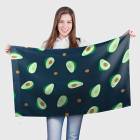 Флаг 3D с принтом Авокадо в Петрозаводске, 100% полиэстер | плотность ткани — 95 г/м2, размер — 67 х 109 см. Принт наносится с одной стороны | авокадо | арт | зеленый | косточка | разрез | рисунок | темный | фрукт | черный