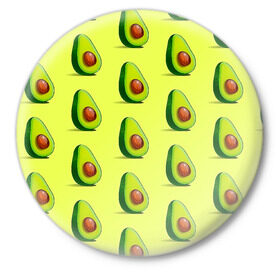 Значок с принтом Авокадо в Петрозаводске,  металл | круглая форма, металлическая застежка в виде булавки | авокадо | арт | в разрезе | вкусно | вкусный фрукт | желтый | зеленый | косточка | крупная косточка | разрез | рисунок | сладко | сочно | фрукт