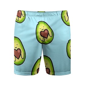 Мужские шорты спортивные с принтом Милое авокадо в Петрозаводске,  |  | Тематика изображения на принте: авокадо | арт | вкусняшка | мило | милое | рисунок | сердечко | сердце | фрукт | шоколад