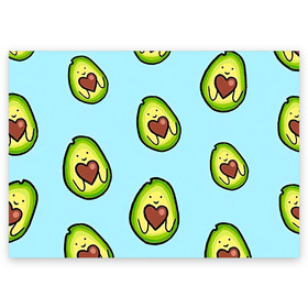 Поздравительная открытка с принтом Милое авокадо в Петрозаводске, 100% бумага | плотность бумаги 280 г/м2, матовая, на обратной стороне линовка и место для марки
 | Тематика изображения на принте: авокадо | арт | вкусняшка | мило | милое | рисунок | сердечко | сердце | фрукт | шоколад