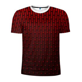 Мужская футболка 3D спортивная с принтом текстура красный градиент в Петрозаводске, 100% полиэстер с улучшенными характеристиками | приталенный силуэт, круглая горловина, широкие плечи, сужается к линии бедра | геометрия | градиент | красный | линии | поверхность | простота | симметрия | текстура | точки | черный