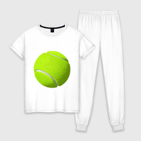 Женская пижама хлопок с принтом Теннис в Петрозаводске, 100% хлопок | брюки и футболка прямого кроя, без карманов, на брюках мягкая резинка на поясе и по низу штанин | exclusive merch | большой | игра | мяч | спорт | теннис