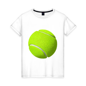 Женская футболка хлопок с принтом Теннис в Петрозаводске, 100% хлопок | прямой крой, круглый вырез горловины, длина до линии бедер, слегка спущенное плечо | exclusive merch | большой | игра | мяч | спорт | теннис