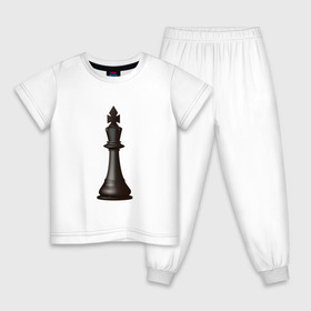 Детская пижама хлопок с принтом Король в Петрозаводске, 100% хлопок |  брюки и футболка прямого кроя, без карманов, на брюках мягкая резинка на поясе и по низу штанин
 | exclusive merch | игра | интеллектуальная | король | спорт | фигура | шахматы