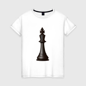 Женская футболка хлопок с принтом Король в Петрозаводске, 100% хлопок | прямой крой, круглый вырез горловины, длина до линии бедер, слегка спущенное плечо | exclusive merch | игра | интеллектуальная | король | спорт | фигура | шахматы
