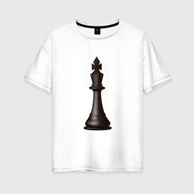 Женская футболка хлопок Oversize с принтом Король в Петрозаводске, 100% хлопок | свободный крой, круглый ворот, спущенный рукав, длина до линии бедер
 | exclusive merch | игра | интеллектуальная | король | спорт | фигура | шахматы
