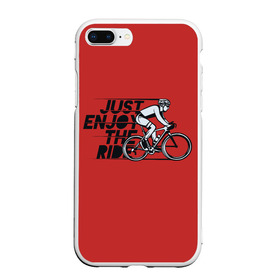 Чехол для iPhone 7/8 Plus матовый с принтом Just Enjoy the Ride (Z) в Петрозаводске, Силикон | Область печати: задняя сторона чехла, без боковых панелей | Тематика изображения на принте: bicycle | bicyclist | bike | biker | bmx | cycle | rider | байкер | бмх | вело | велогонщик | велосепедист | велосипед | велоспорт | гонщик