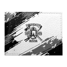 Обложка для студенческого билета с принтом FIREFIGHTER 1649 RUSSIA в Петрозаводске, натуральная кожа | Размер: 11*8 см; Печать на всей внешней стороне | 112 | 27 декабря | firefighter | багор | белая | герб | гкчс | знак | лого | логотип | маска | мчс | мчсник | пожарная охрана | пожарник | пожарный | пч | россии | рф | серая | символ | служба | состаренная