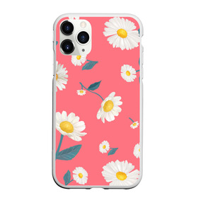 Чехол для iPhone 11 Pro матовый с принтом Ромашки в Петрозаводске, Силикон |  | белый | для девушек | желтый | летний принт | листочки цветов | розовый фон | ромашка | ромашки | цветочки | цветы