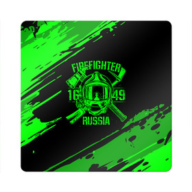 Магнит виниловый Квадрат с принтом FIREFIGHTER 1649 RUSSIA в Петрозаводске, полимерный материал с магнитным слоем | размер 9*9 см, закругленные углы | 112 | firefighter | багор | герб | гкчс | зеленая | знак | лого | логотип | мчс | мчсник | пожарная охрана | пожарник | пожарный | пч | россии | рф | серая | символ | служба | спасатель | спасения | топор | флаг