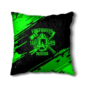 Подушка 3D с принтом FIREFIGHTER 1649 RUSSIA в Петрозаводске, наволочка – 100% полиэстер, наполнитель – холлофайбер (легкий наполнитель, не вызывает аллергию). | состоит из подушки и наволочки. Наволочка на молнии, легко снимается для стирки | 112 | firefighter | багор | герб | гкчс | зеленая | знак | лого | логотип | мчс | мчсник | пожарная охрана | пожарник | пожарный | пч | россии | рф | серая | символ | служба | спасатель | спасения | топор | флаг