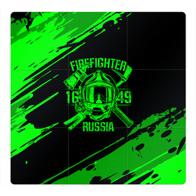 Магнитный плакат 3Х3 с принтом FIREFIGHTER 1649 RUSSIA в Петрозаводске, Полимерный материал с магнитным слоем | 9 деталей размером 9*9 см | 112 | firefighter | багор | герб | гкчс | зеленая | знак | лого | логотип | мчс | мчсник | пожарная охрана | пожарник | пожарный | пч | россии | рф | серая | символ | служба | спасатель | спасения | топор | флаг