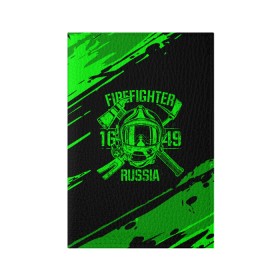 Обложка для паспорта матовая кожа с принтом FIREFIGHTER 1649 RUSSIA в Петрозаводске, натуральная матовая кожа | размер 19,3 х 13,7 см; прозрачные пластиковые крепления | Тематика изображения на принте: 112 | firefighter | багор | герб | гкчс | зеленая | знак | лого | логотип | мчс | мчсник | пожарная охрана | пожарник | пожарный | пч | россии | рф | серая | символ | служба | спасатель | спасения | топор | флаг