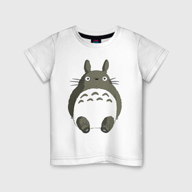 Детская футболка хлопок с принтом Тоторо с прозрачным пузиком в Петрозаводске, 100% хлопок | круглый вырез горловины, полуприлегающий силуэт, длина до линии бедер | аниме | гибли | живот | кот | котобус | котя | миядзаки | мой сосед тоторо | персонаж | прозрачное пузико | пузо | студия гибли | тоторо | японский мультик