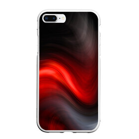 Чехол для iPhone 7Plus/8 Plus матовый с принтом BLACK RED WAVES АБСТРАКЦИЯ в Петрозаводске, Силикон | Область печати: задняя сторона чехла, без боковых панелей | abstraction | geometry | hexagon | neon | paints | stripes | texture | triangle | абстракция | брызги | геометрия | краски | неон | неоновый | соты | текстура