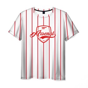 Мужская футболка 3D с принтом Арсенал в Петрозаводске, 100% полиэфир | прямой крой, круглый вырез горловины, длина до линии бедер | arsrnal | англия | арсенал | канониры | краснобелые | лондон | футбол