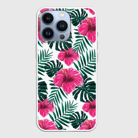 Чехол для iPhone 13 Pro с принтом Гавайский гибискус в Петрозаводске,  |  | flower | hawaii | hibiscus | palms | summer | sun | ботаника | гаваи | гавайи | гавайка | гавайская | гибискус | красочная | летняя | лето | листья | отдых | отпуск | пальма | пальмы | пляж | растения | символ